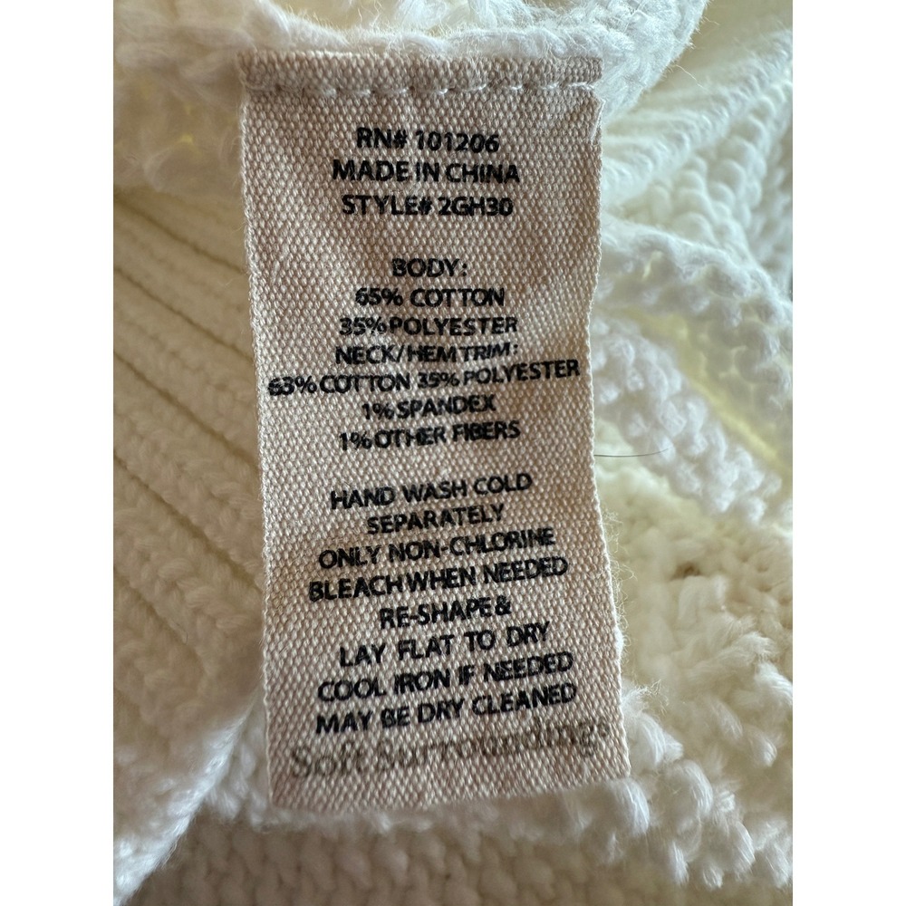 Soft Surroundings Womens White Knit Ruffle Cap Sleeve Top Size M Whimsy Romantic - Picture 10 of 10